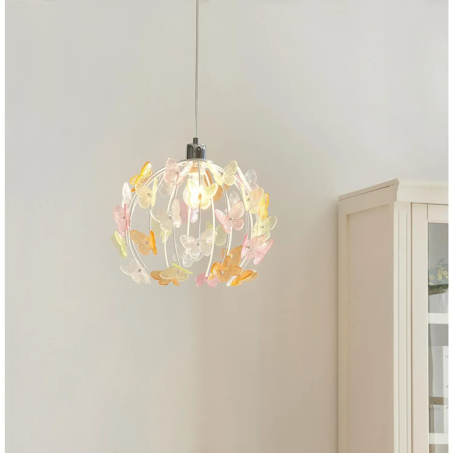 Butterfly Cage Pendant Light - White image
