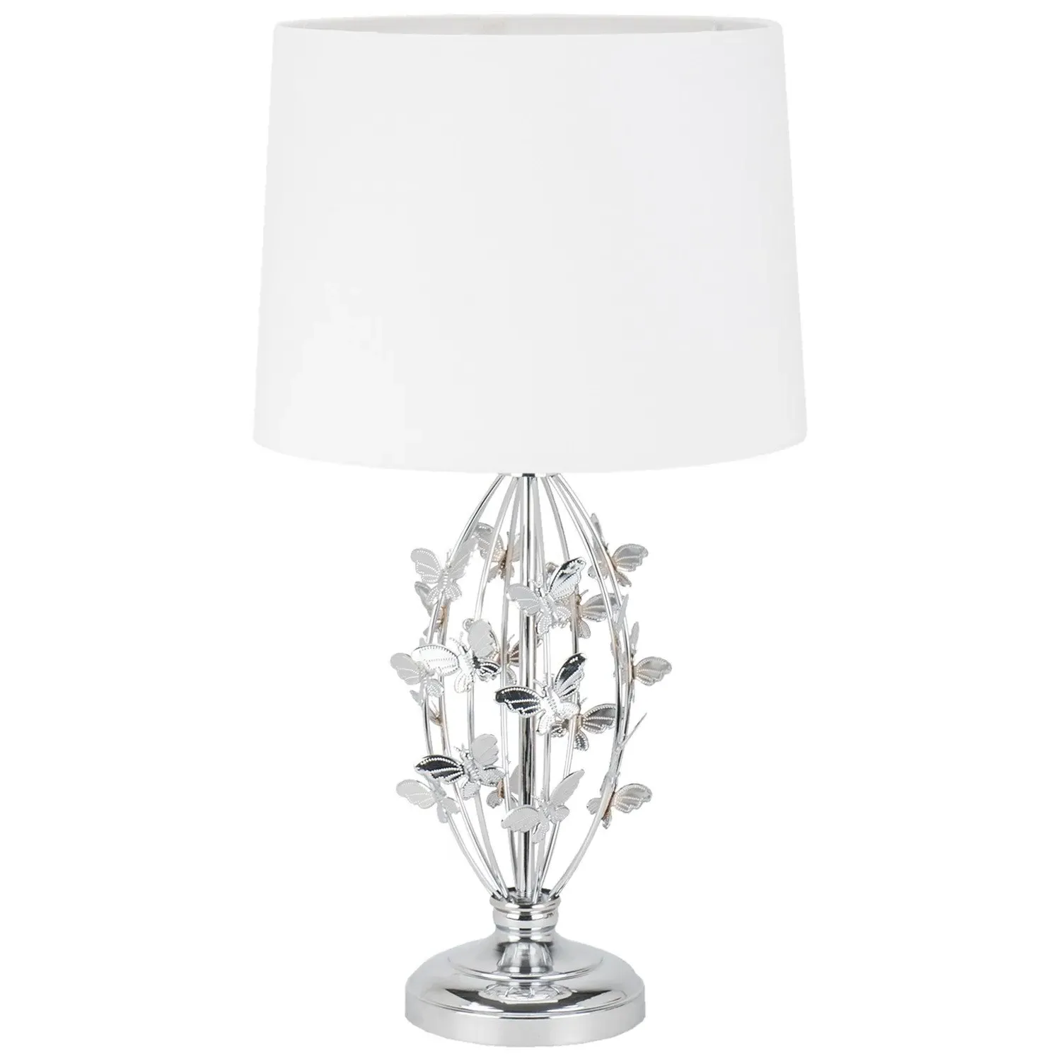 Butterfly Table Lamp - Chrome, Grey Shade