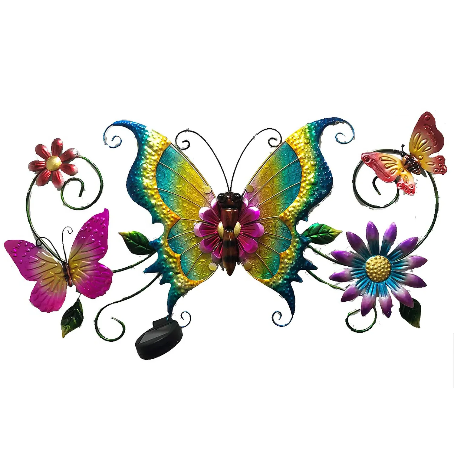 Butterfly Wall Art Solar Light - Yellow, Blue image