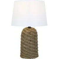 Byron Table Lamp - White, Rattan