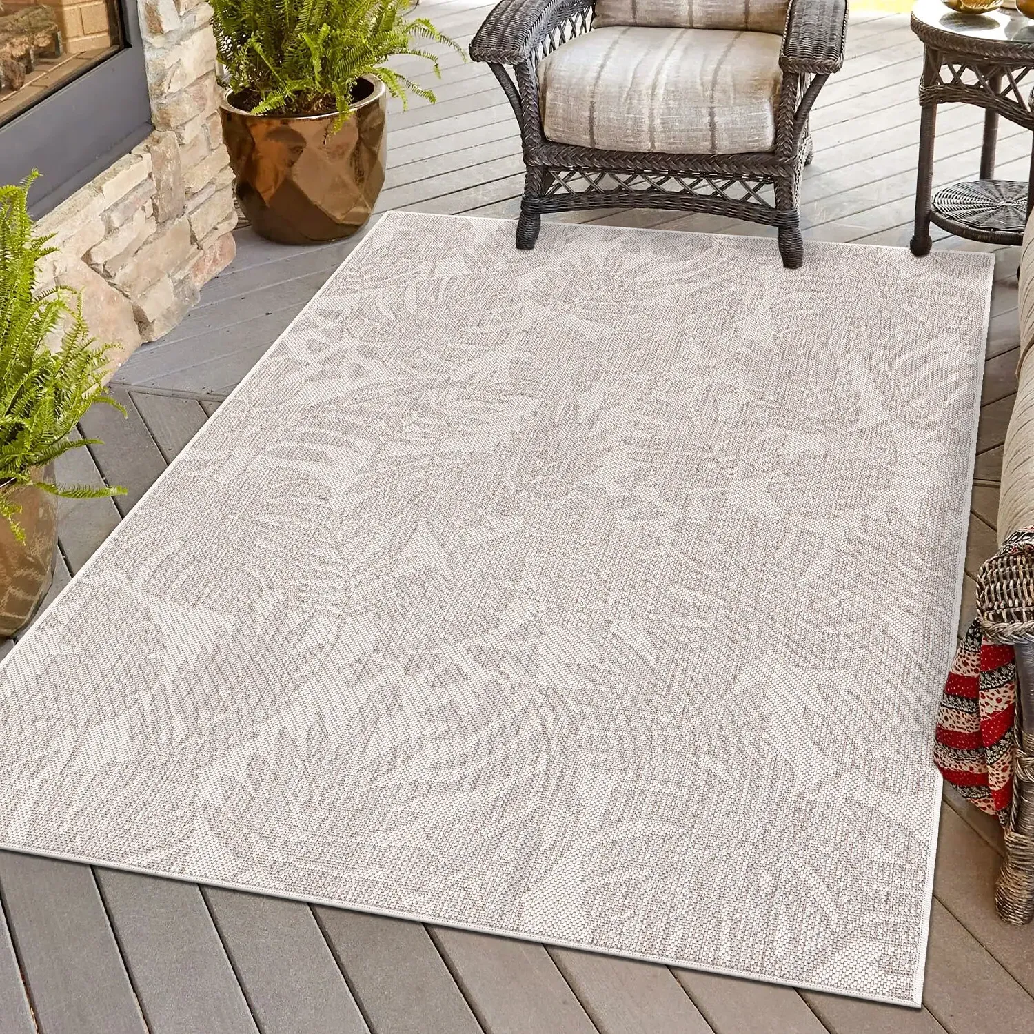 California Leaf Indoor Outdoor Rug - Neutral
