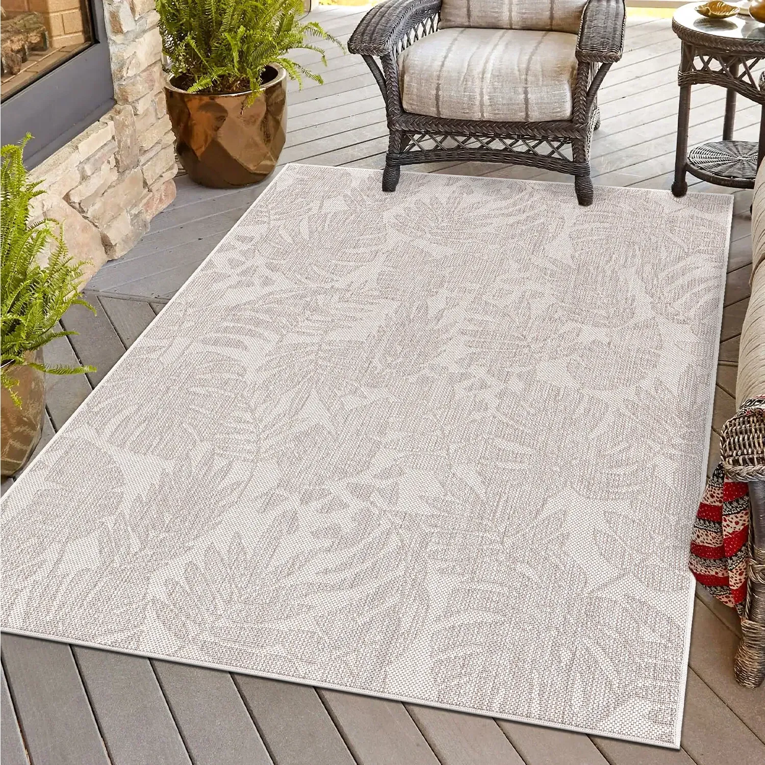 California Leaf Indoor Outdoor Rug - Neutral