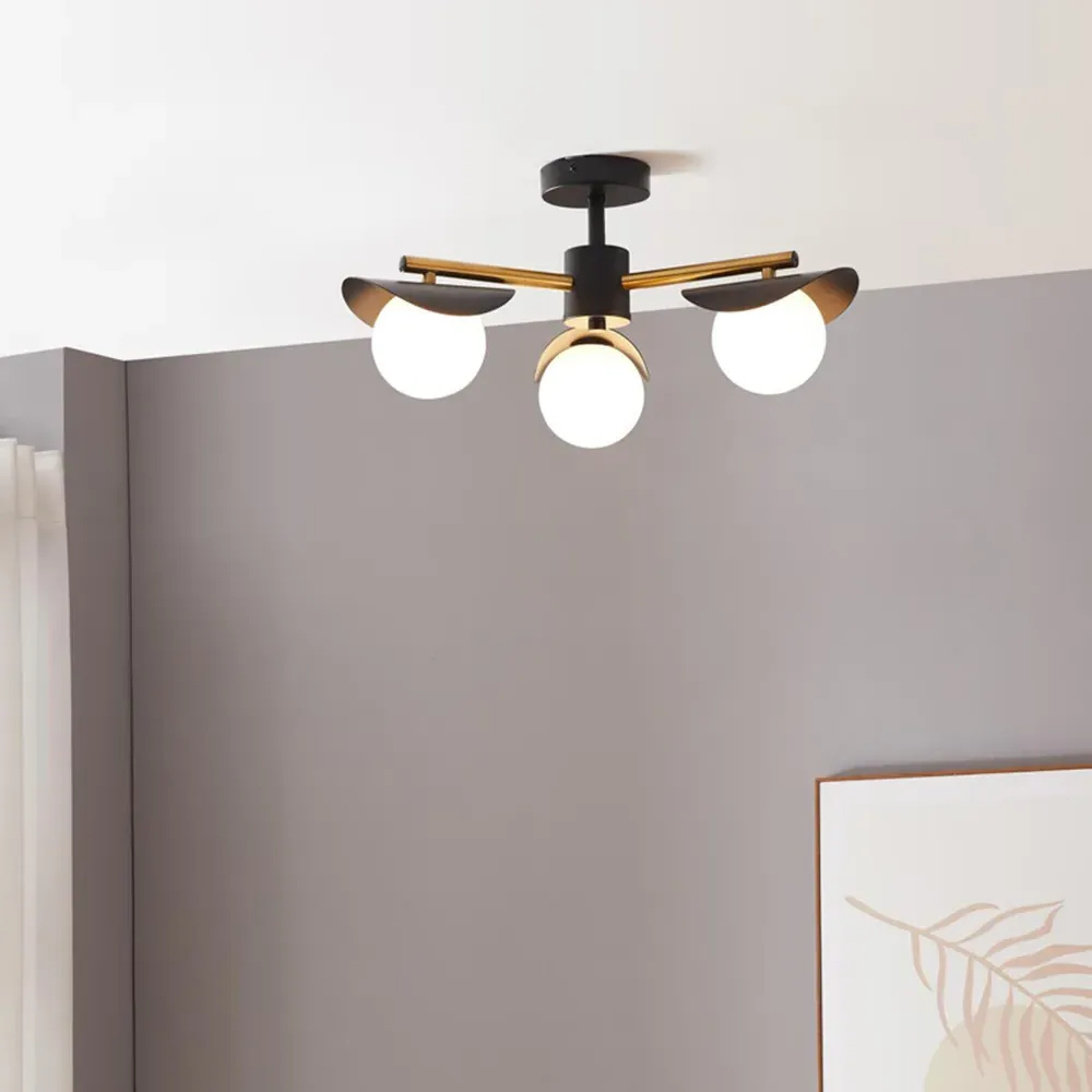 Callisto 3 Light Flush Ceiling Fitting - Black, Metal