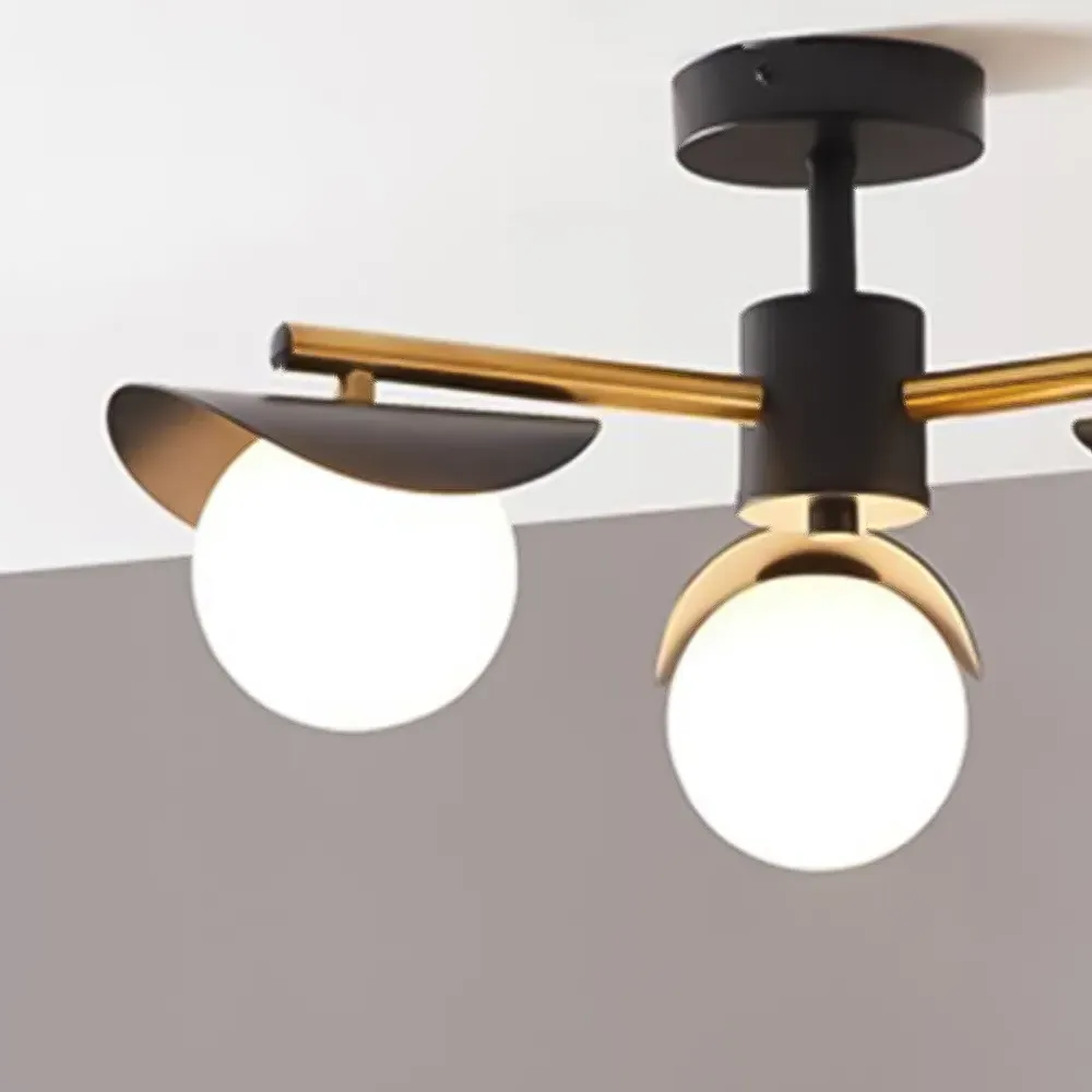 Callisto 3 Light Flush Ceiling Fitting - Black, Metal