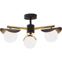 Callisto 3 Light Flush Ceiling Fitting - Black, Metal