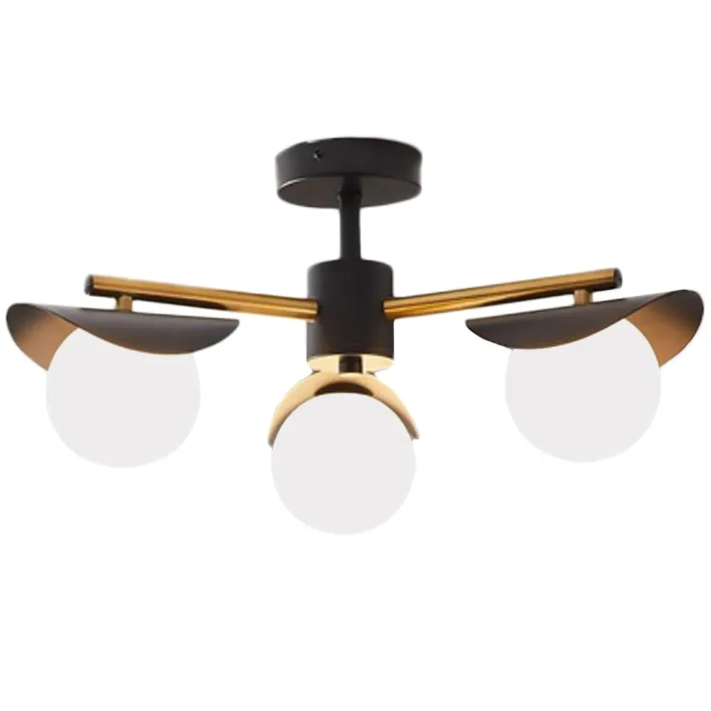 Callisto 3 Light Flush Ceiling Fitting - Black, Metal