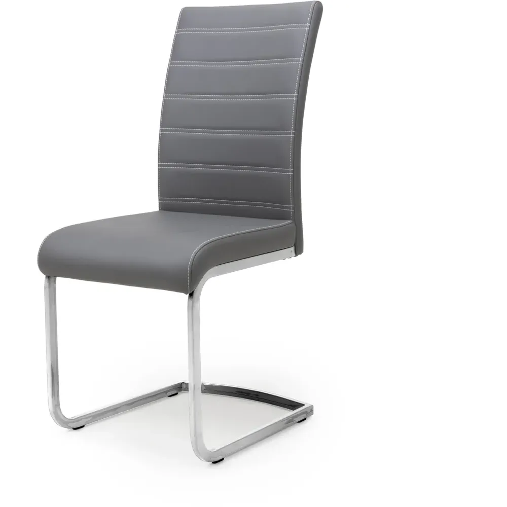 Callisto Set of 2 Dining Chairs - Grey, Leather Effect