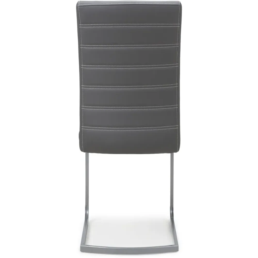 Callisto Set of 2 Dining Chairs - Grey, Leather Effect