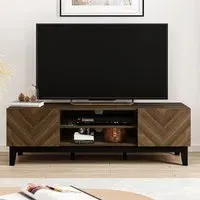Camborne 2 Door TV Unit with Shelves - Brown