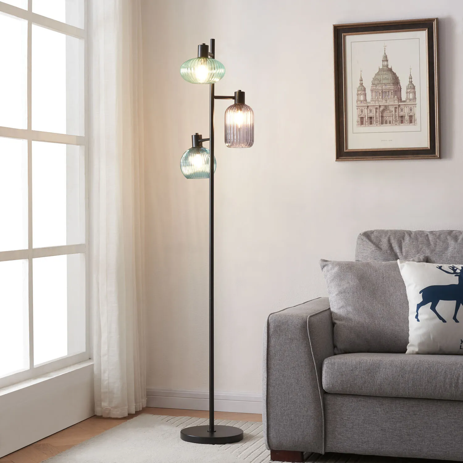 Camborne 3 Light Floor Lamp - Black