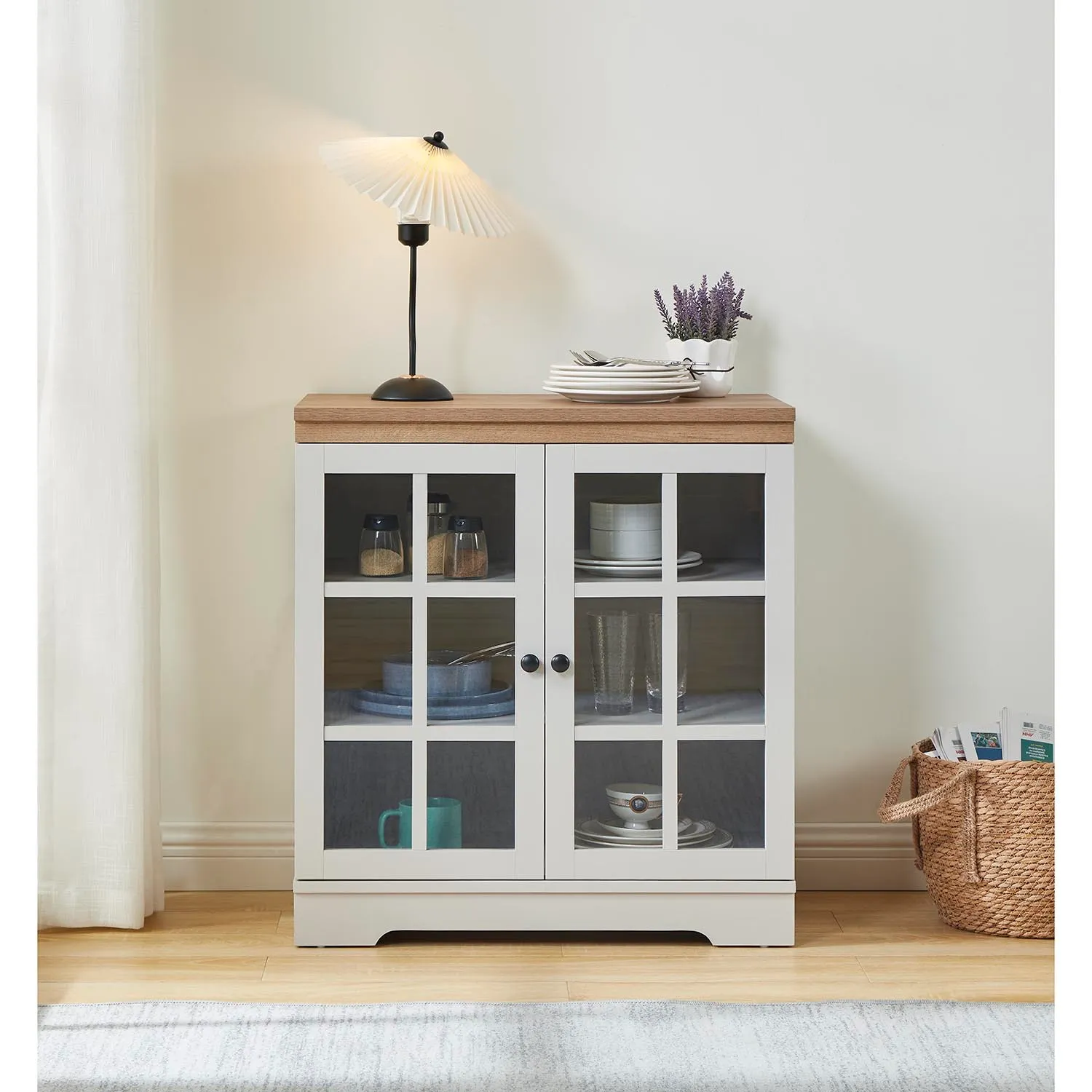 Cambridge 2 Door Sideboard - Grey, Oak Effect
