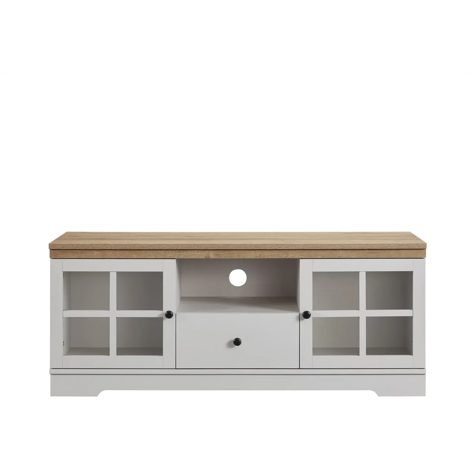 Cambridge 2 Door TV Cabinet with Drawer - Light Grey, Oak