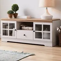 Cambridge 2 Door TV Cabinet with Drawer - Light Grey, Oak