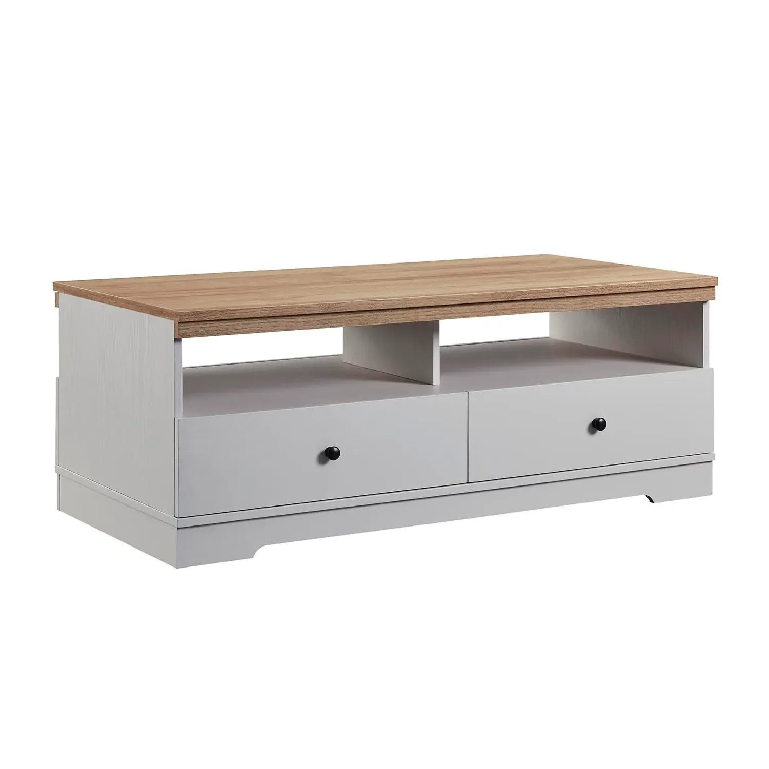 Cambridge 2 Drawer Coffee Table with Storage - Grey, Oak