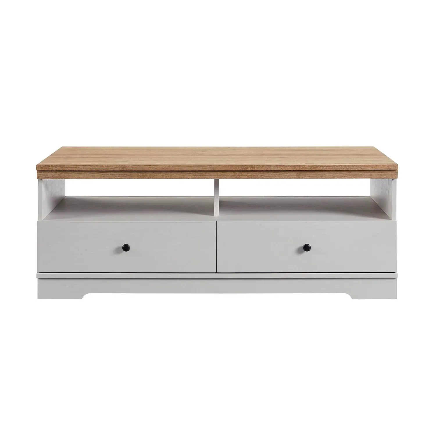 Cambridge 2 Drawer Coffee Table with Storage - Grey, Oak