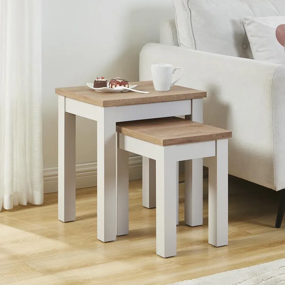 Cambridge Nest of Tables Set of 2 - Grey, Oak