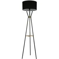 Camden Floor Lamp with Shelf - Black, Gold