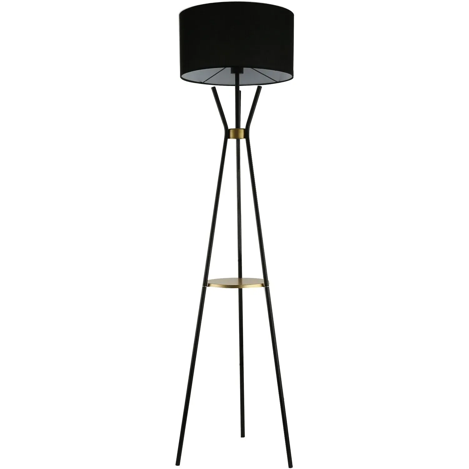 Camden Floor Lamp with Shelf - Black, Gold image