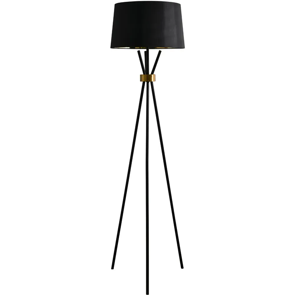 Camden Round Tripod Floor Lamp - Black, Metal