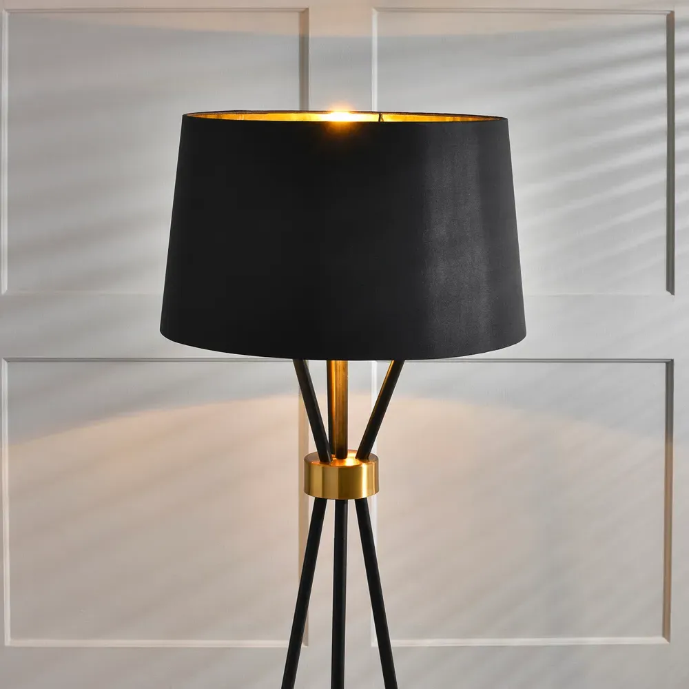 Camden Round Tripod Floor Lamp - Black, Metal