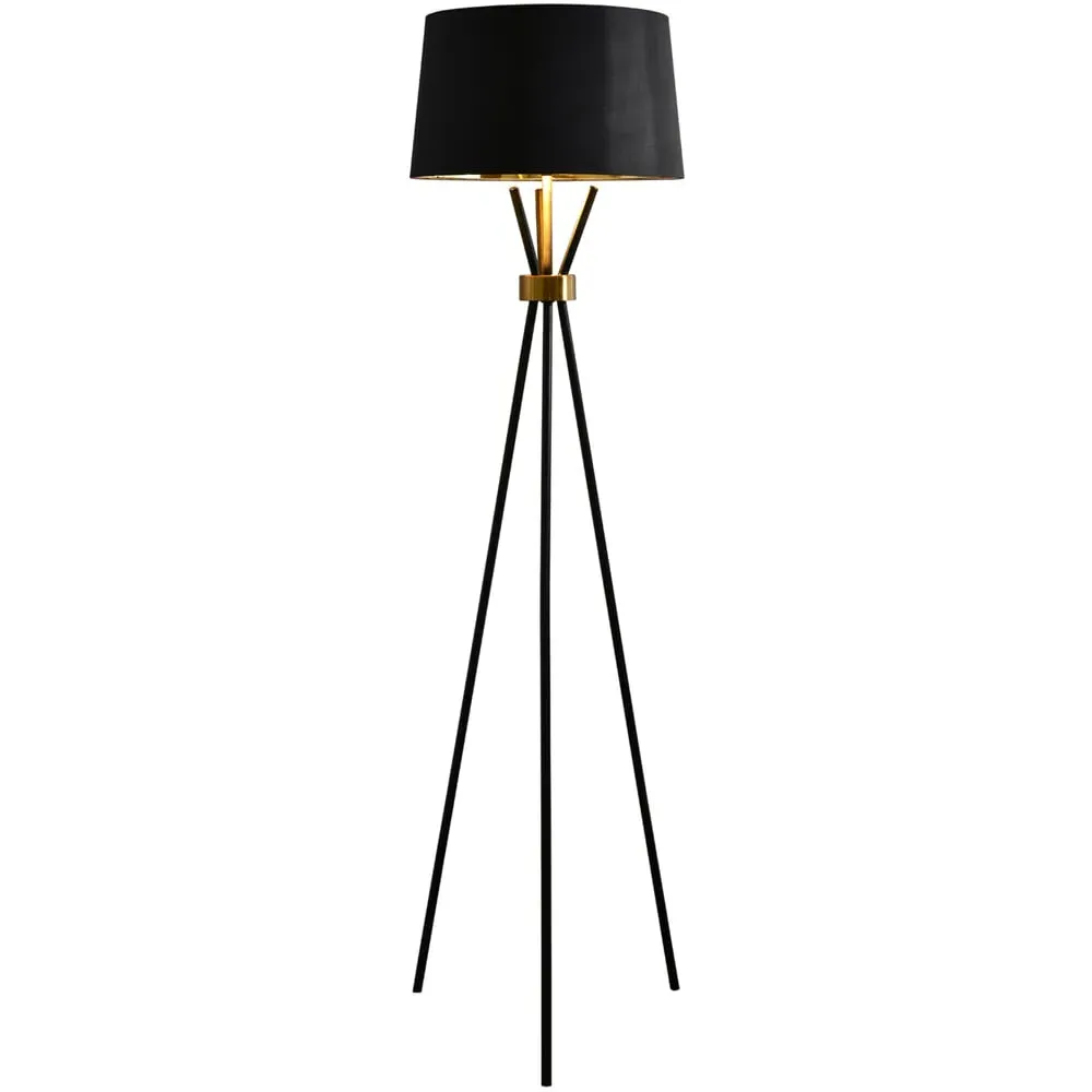 Camden Round Tripod Floor Lamp - Black, Metal