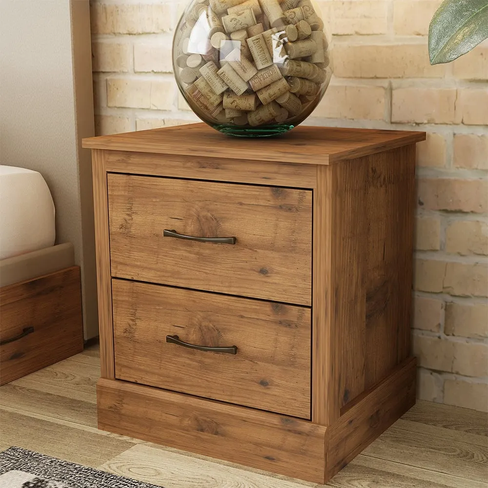 Camford 2 Drawer Bedside Table - Brown
