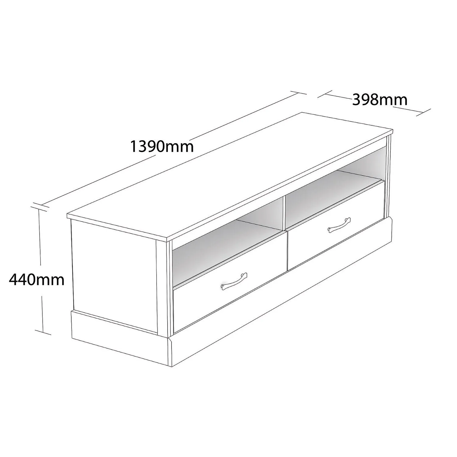 Camford 2 Drawer Large TV Unit - Brown, Mexican Pine