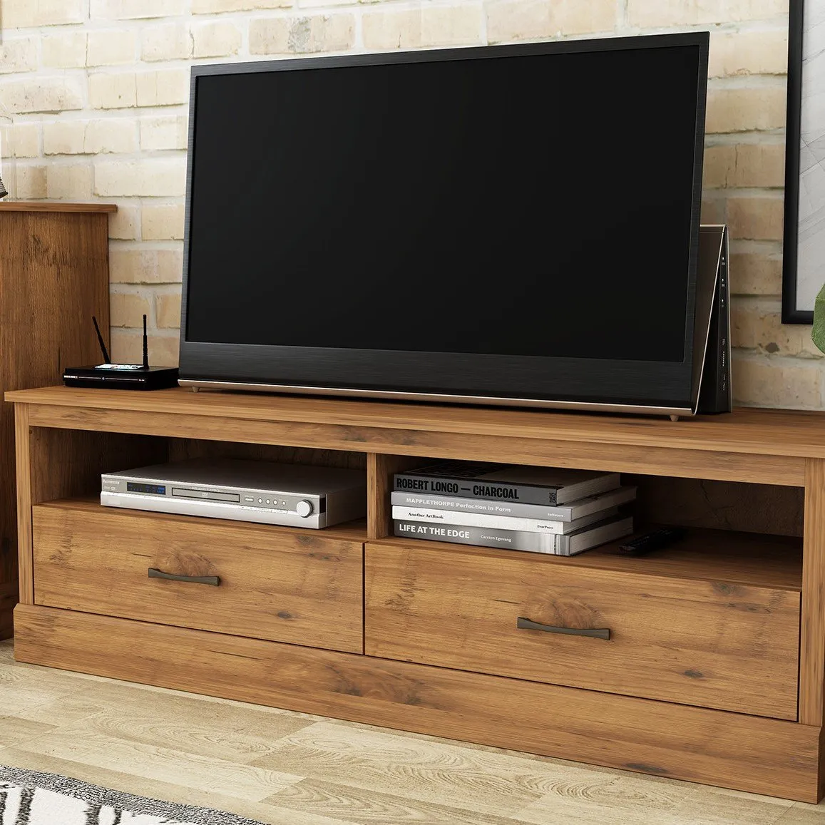 Camford 2 Drawer Large TV Unit - Brown, Mexican Pine image