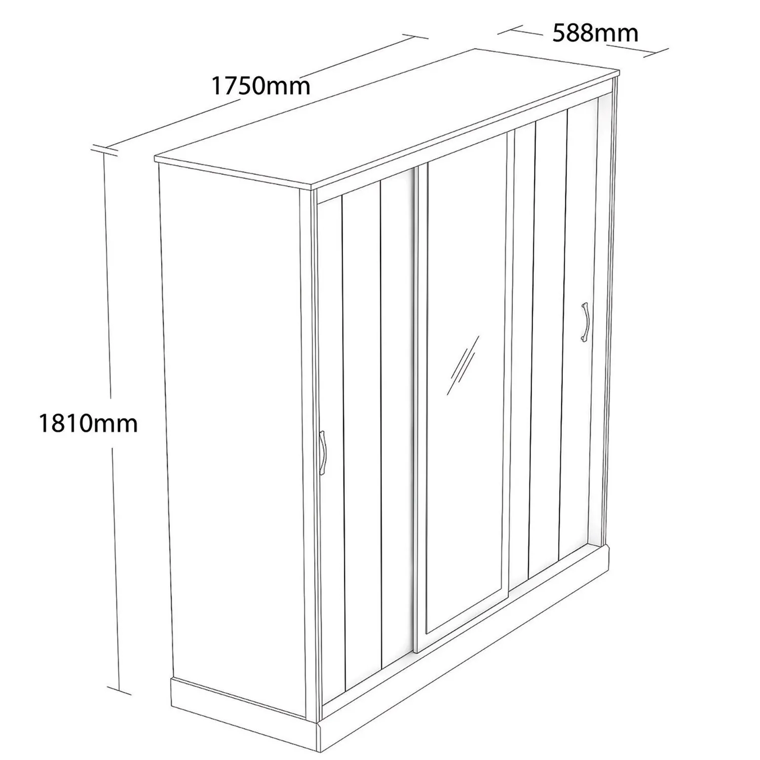 Camford 3 Door Sliding Wardrobe with Mirror - Brown, Oak