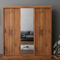 Camford 3 Door Sliding Wardrobe with Mirror - Brown, Oak