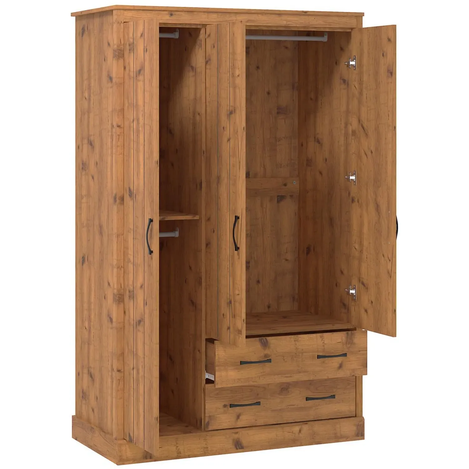Camford 3-Door Wardrobe with Drawers - Oak