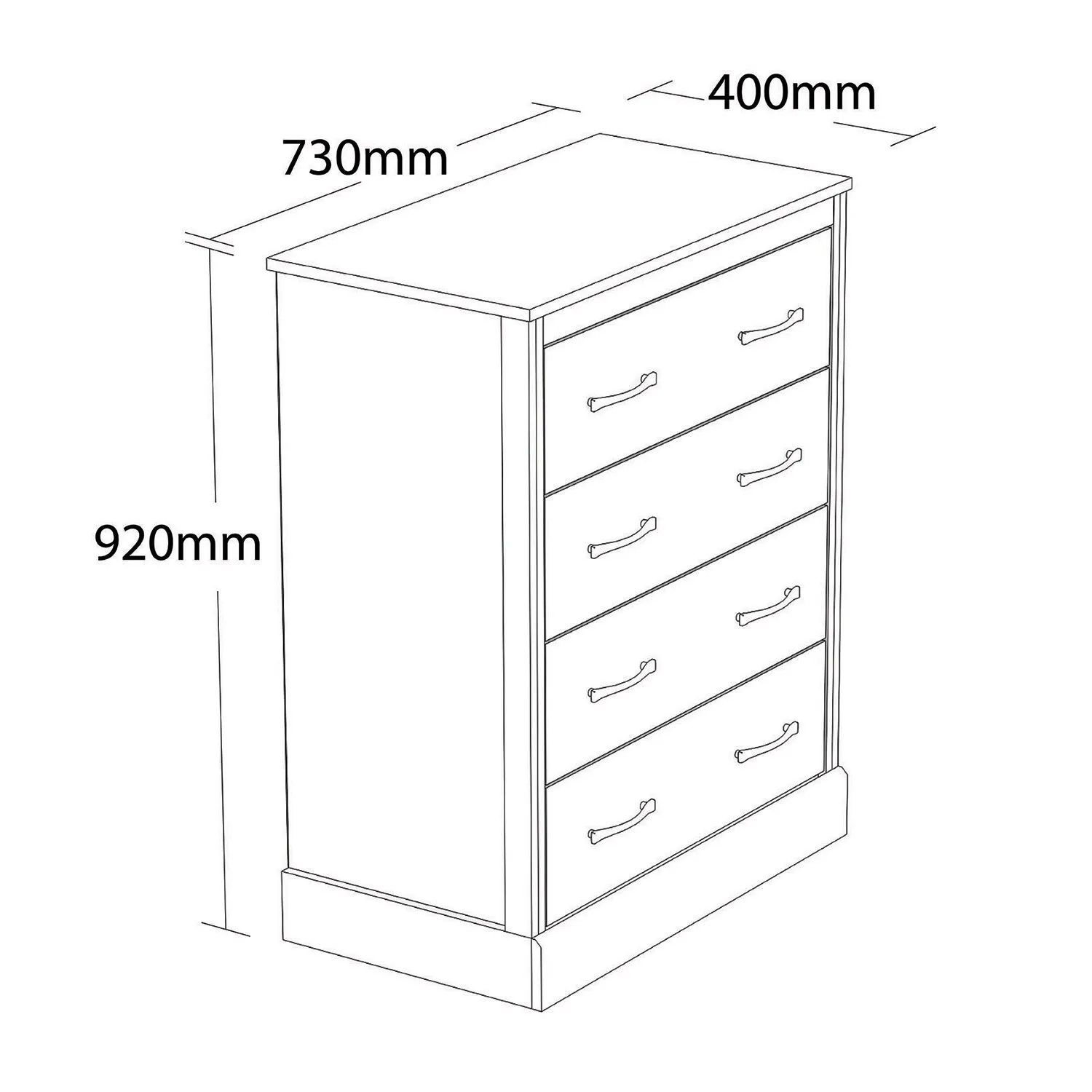 Camford 4 Drawer Chest of Drawers - Brown