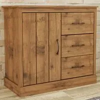 Camford Single Door 3 Drawer Compact Sideboard - Brown