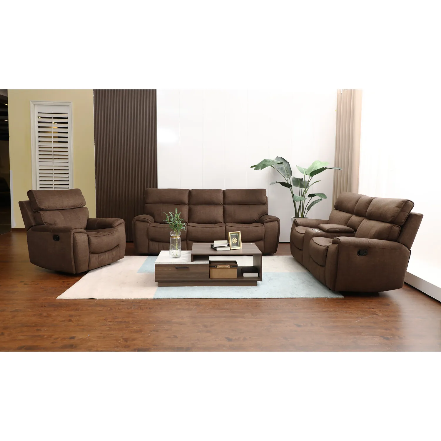Cancun 2-Seater Reclining Sofa - Brown