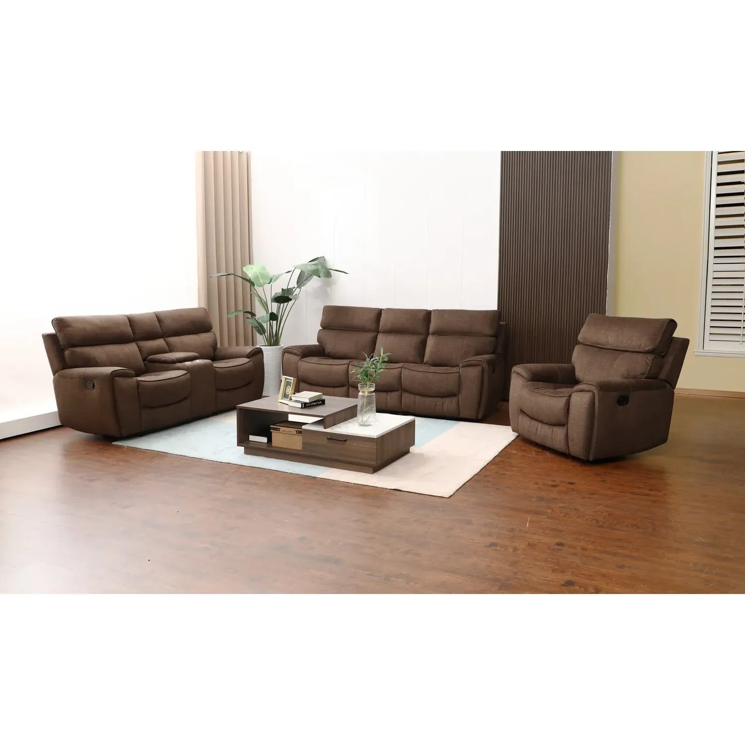 Cancun 2-Seater Reclining Sofa - Brown