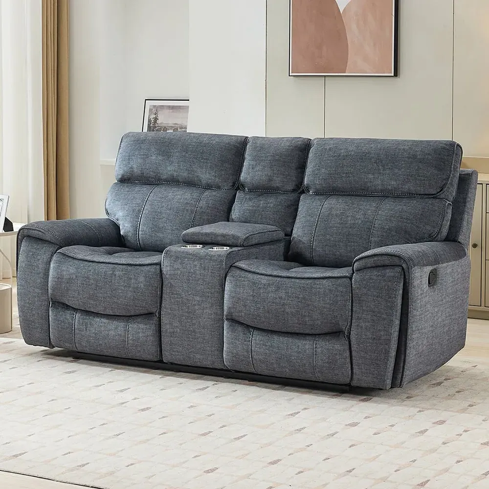 Cancun 2-Seater Reclining Sofa - Grey