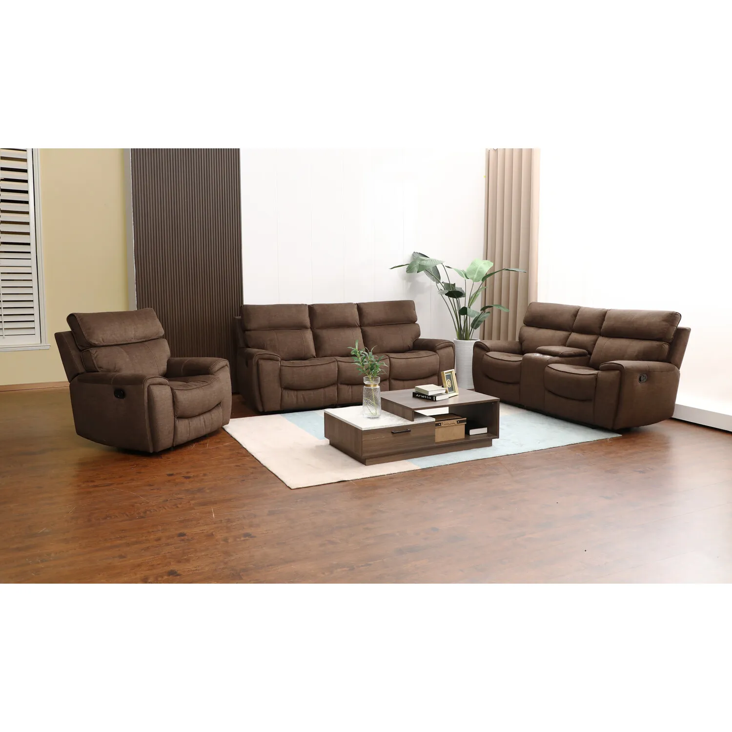 Cancun 3-Seater Recliner Sofa - Brown