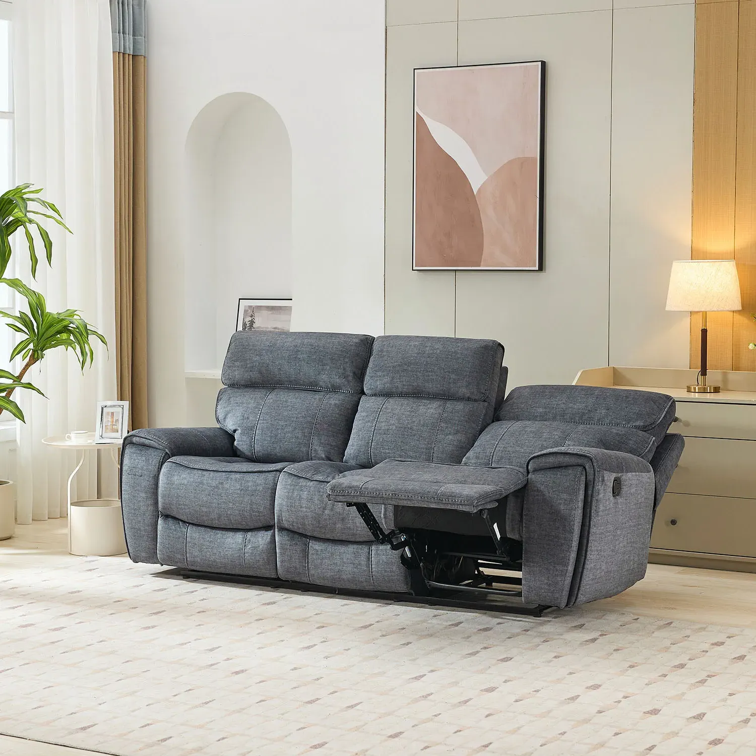 Cancun 3-Seater Reclining Sofa - Grey