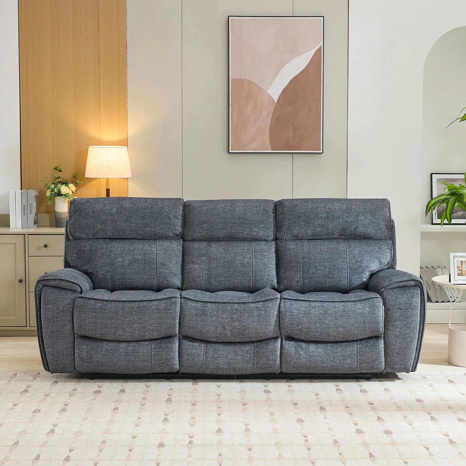 Cancun 3-Seater Reclining Sofa - Grey