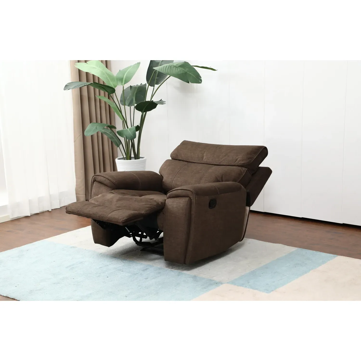 Cancun Manual Recliner Chair with Footrest - Brown