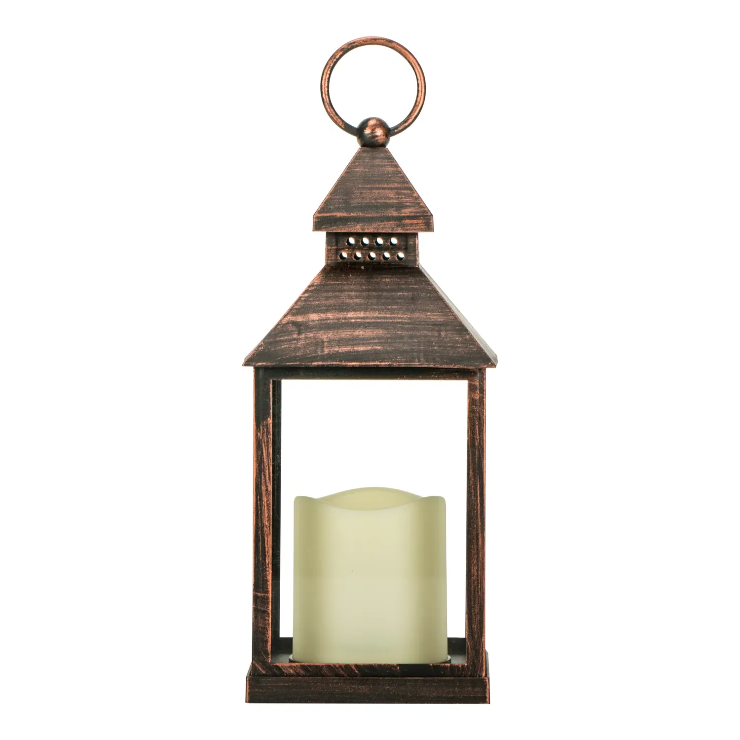 Candle Lantern with Brush Finish - Multi