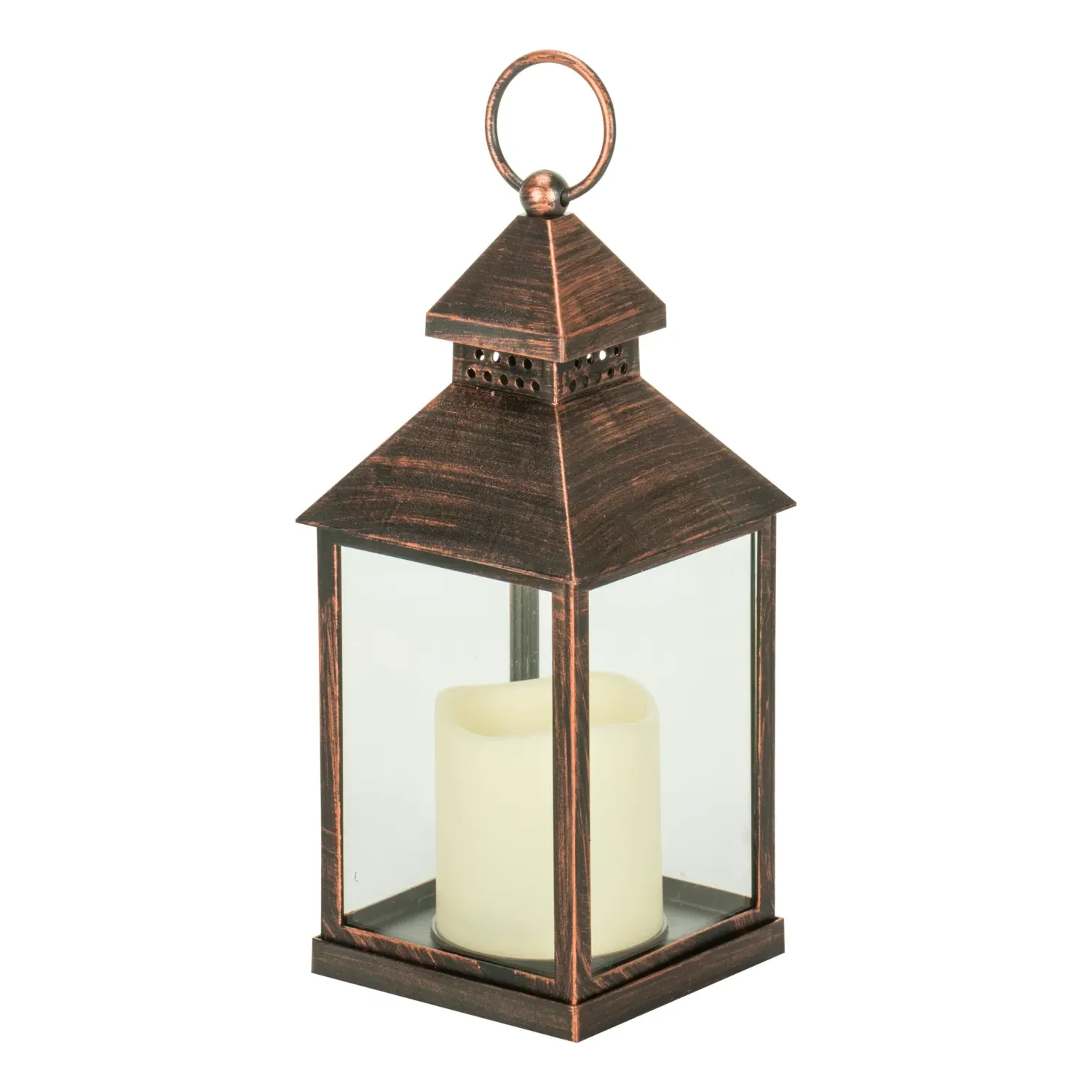 Candle Lantern with Brush Finish - Multi