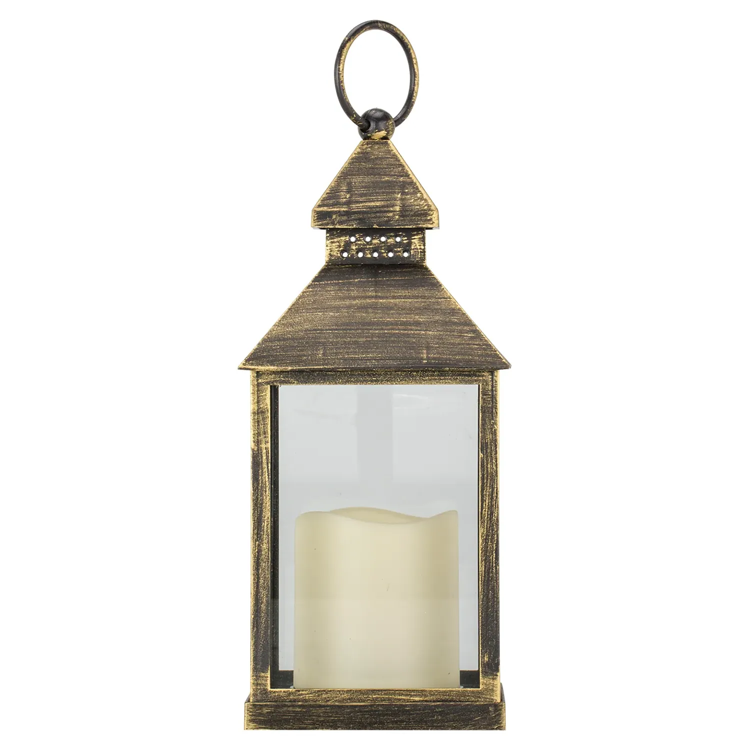 Candle Lantern with Brush Finish - Multi
