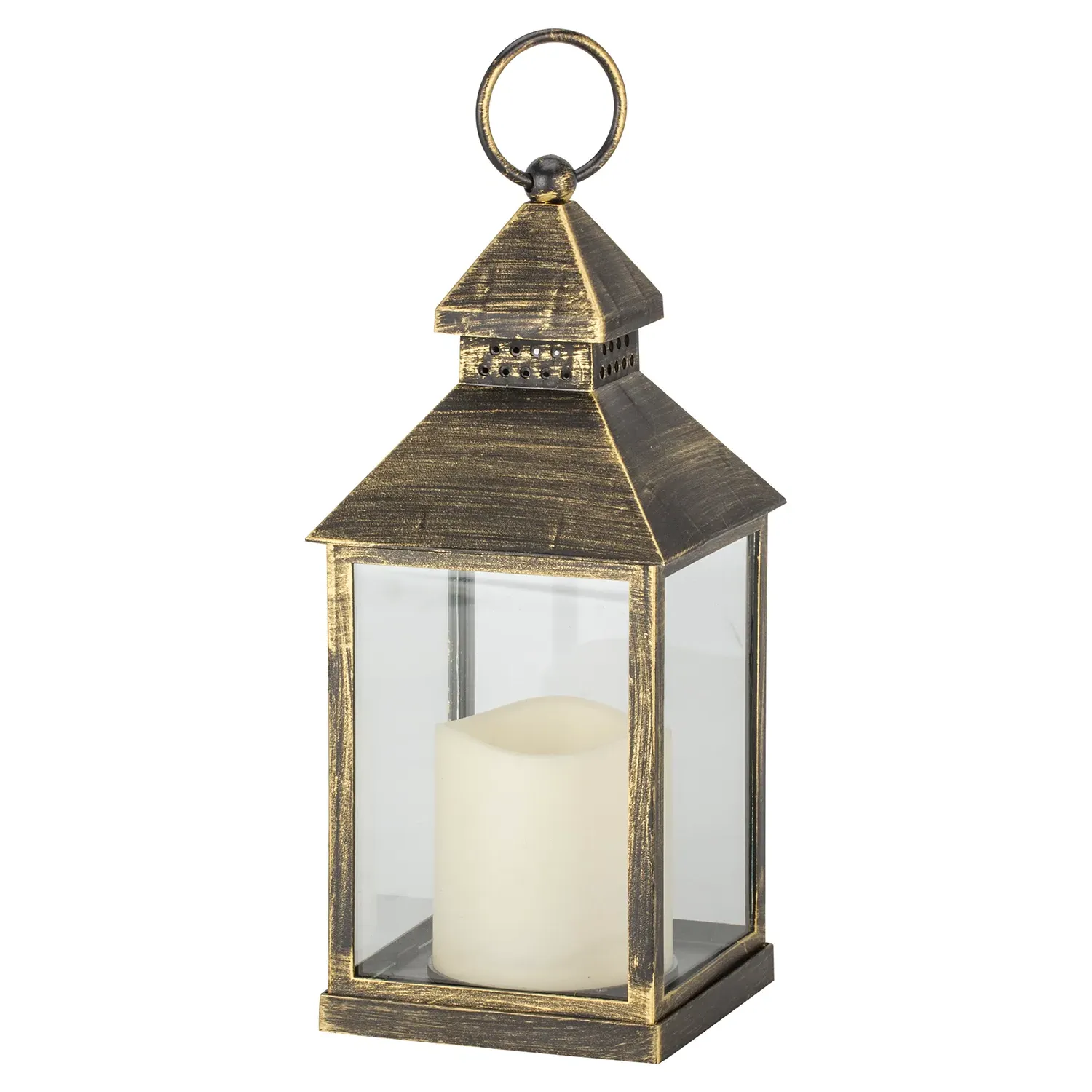 Candle Lantern with Brush Finish - Multi