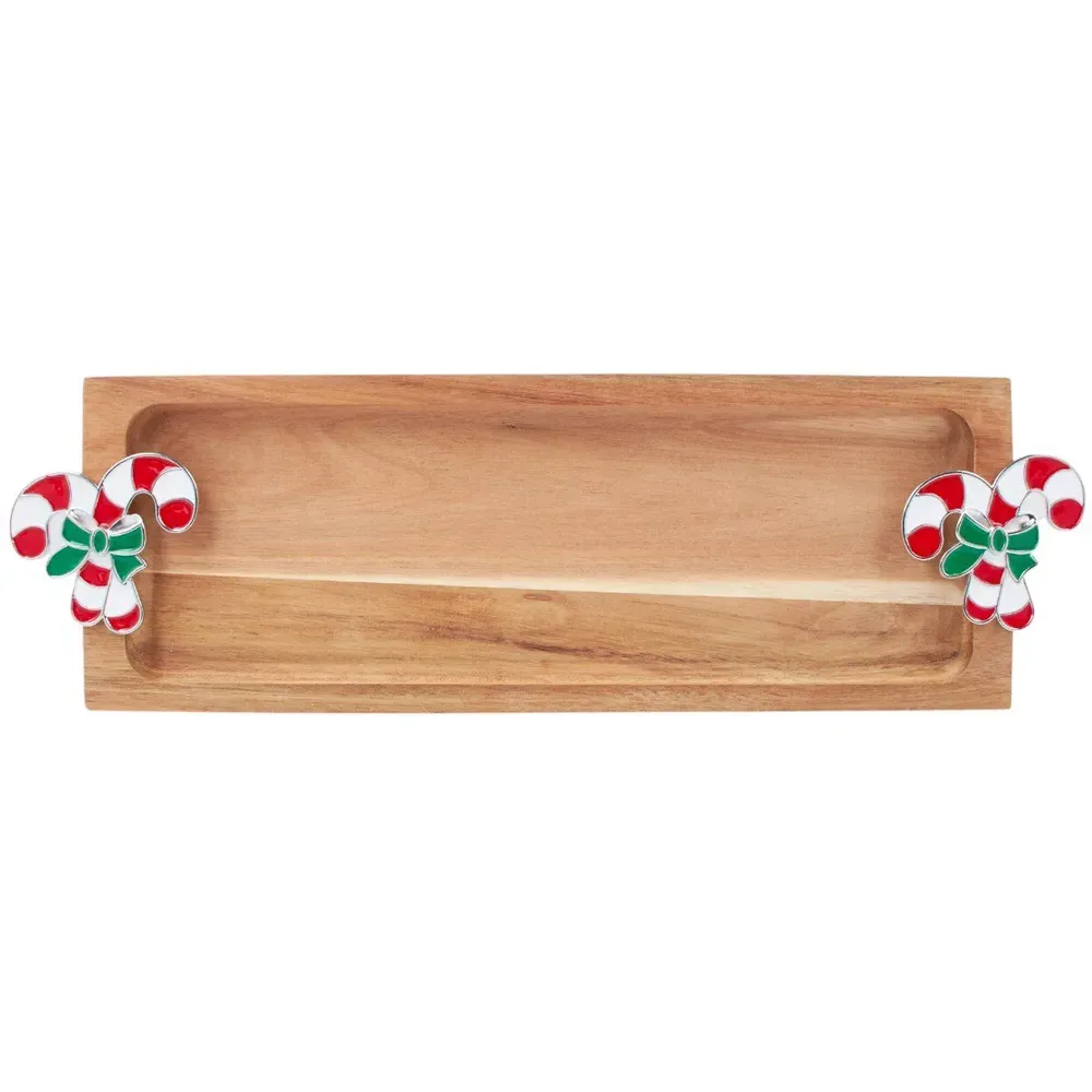 Candy Cane Acacia Cheeseboard Set - Natural