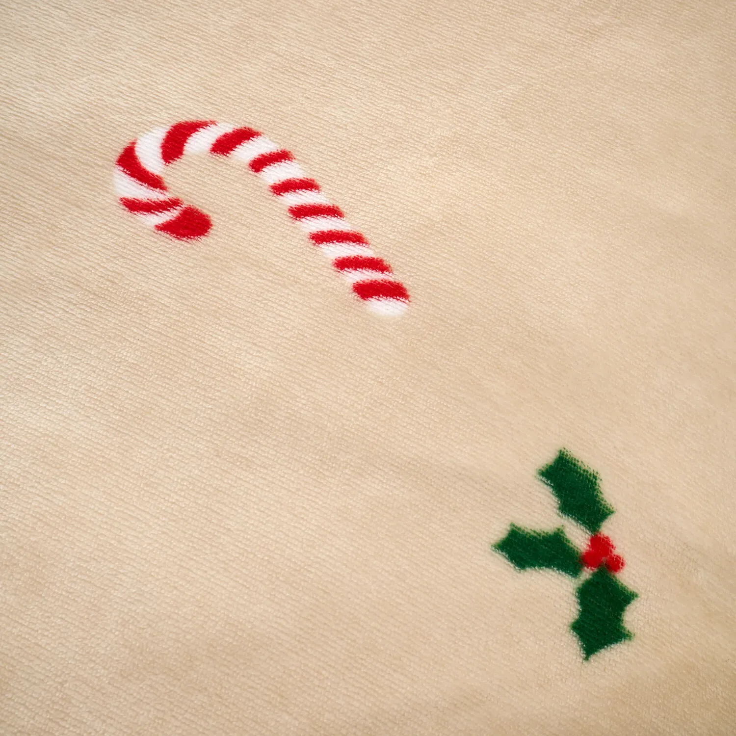 Candy Cane Double Duvet Set - Natural, Fleece