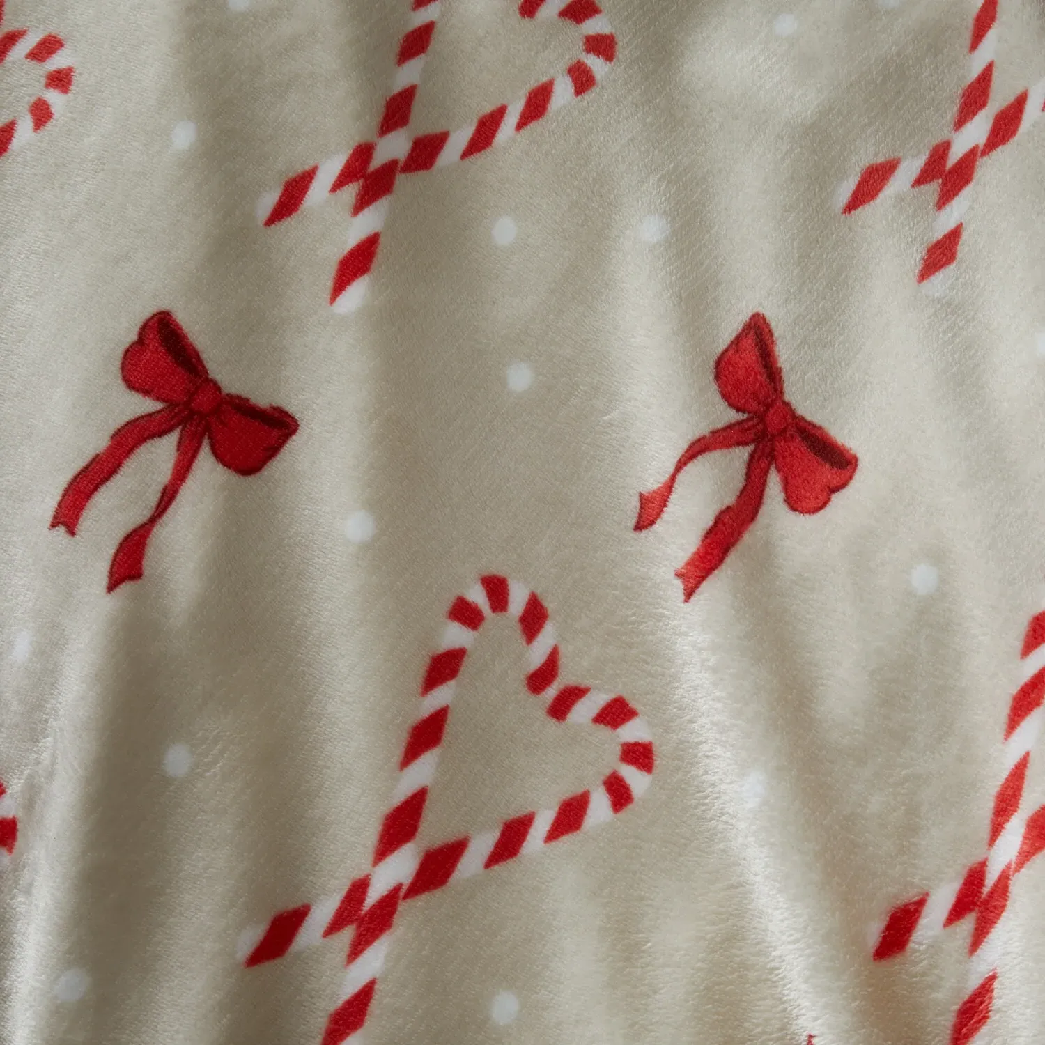 Candy Cane Hearts King Size Duvet Set - Beige, Fleece