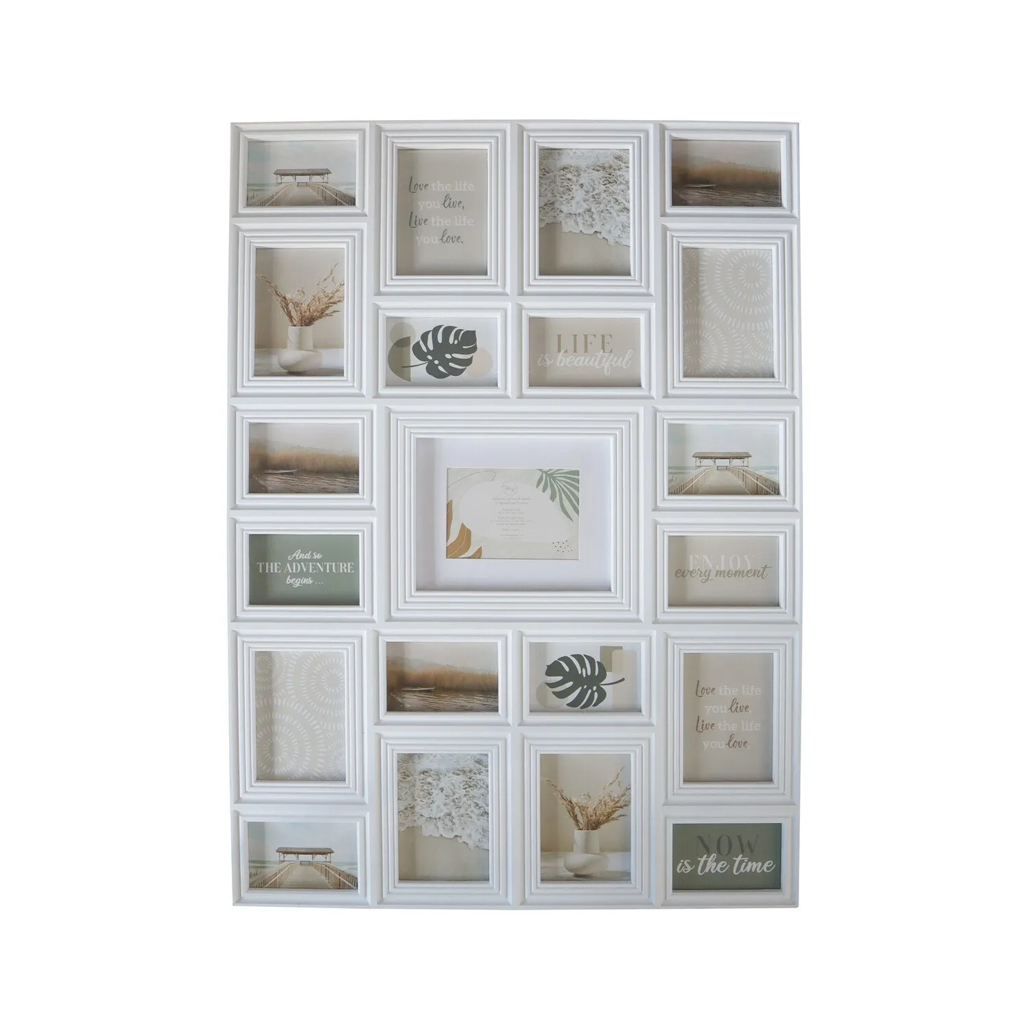 Cannes Ridged 21 Aperture Photo Frame - White