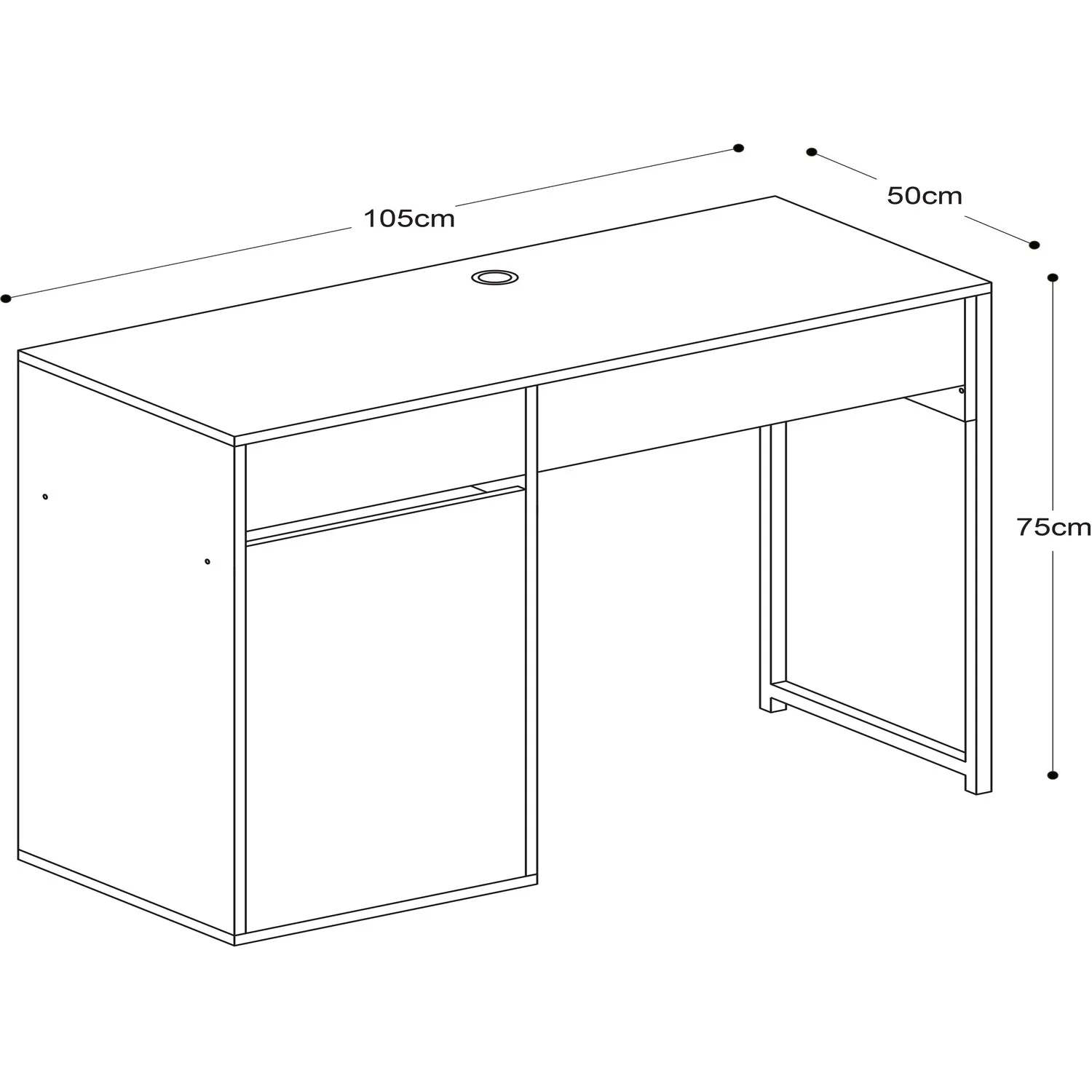 Canterbury Single Door Office Desk with Storage - White
