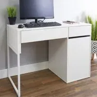 Canterbury Single Door Office Desk with Storage - White